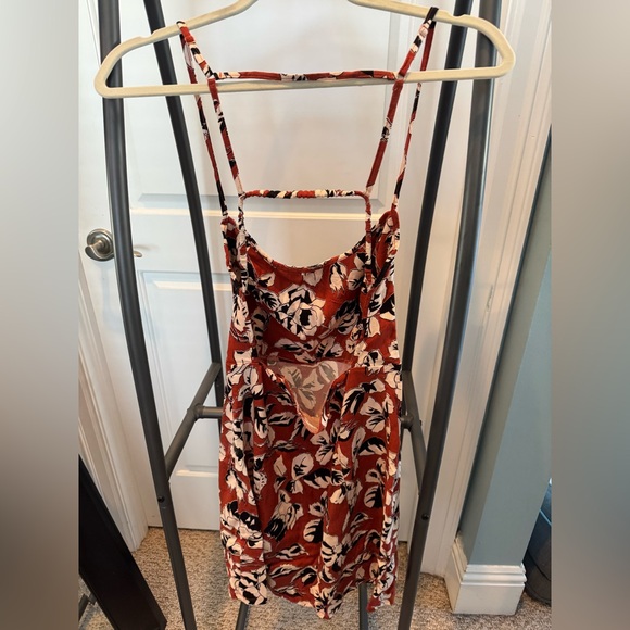 Free People Bring it Back Rust Red Floral Print Mini Dress Size Medium - Picture 4 of 5